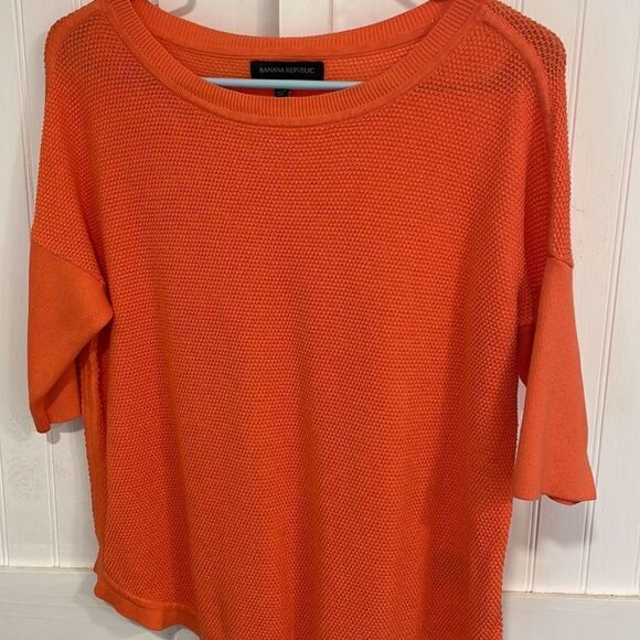 Banana Republic orange super cute knit sweater with 3/4 sleeves size S - Picture 2 of 8